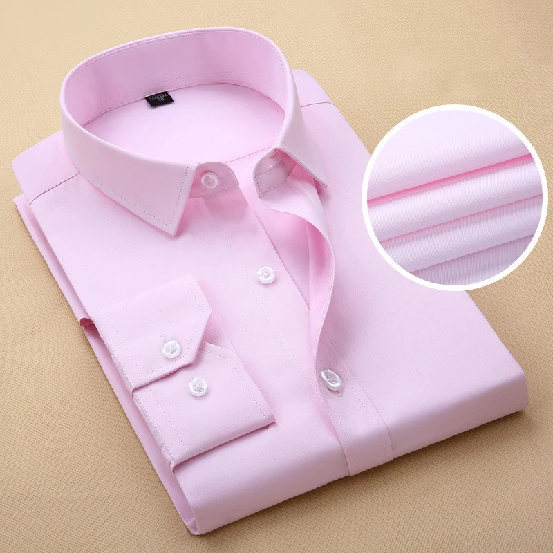 

Pink Shirt Men 2017 Brand Striped Mens Work Shirts Long Sleeve Slim Fit Chemise Homme Casual Button Down Mens Dress Shirts 8XL