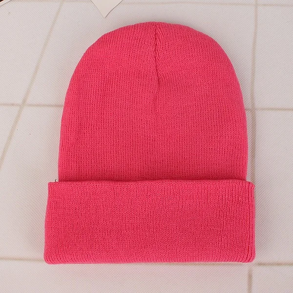 Peach red Cap Зимние шапки для женщин, Новые Вязаные шапки, одноцветные милые шапки для девочек, осенние женские шапки, теплые шапки, Женская Повседневная шапка - Цвет: Peach red Cap