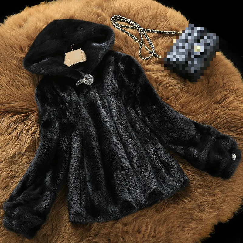 

Real Mink Fur Coat Autumn Winter Coat Women Clothes 2018 Vintage Hooded Overcoat Women Korean Short Jacket Chaqueta Mujer MY1063
