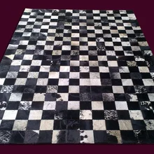 Модные художественный ковер натуральный из натуральной яловой кожи плитка ковер переход полосы