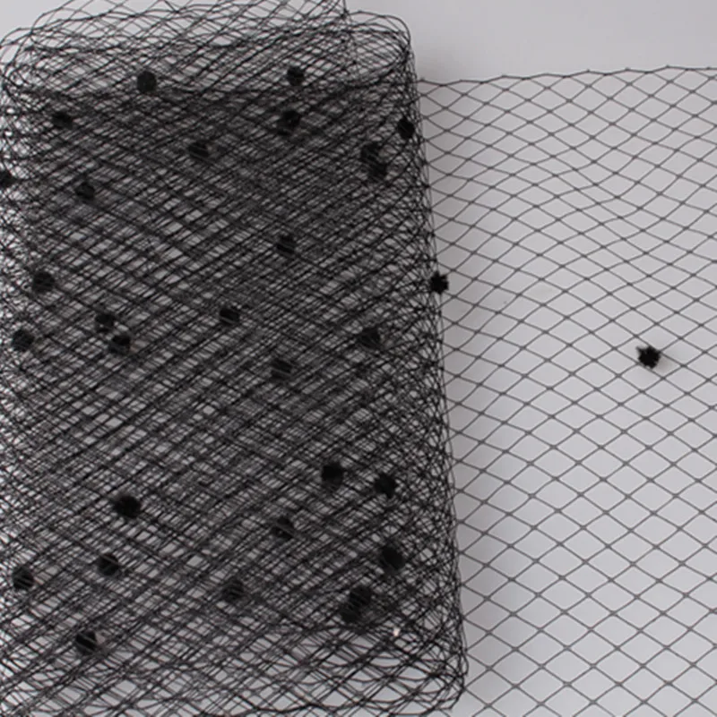 

Free Shipping black 5 yards per lot Birdcage veil with dot 45CM Width Russian Veiling Netting wedding dot veils LDV020