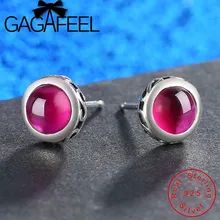 GAGAFEEL, изысканные женские серьги, натуральный камень, красный корунд, стразы, 925 пробы, серебряные серьги, модные женские ювелирные изделия, подарок