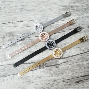 

4Pcs Copper mirco pave cz zircon letter J Pendants,Chic circle charms big initials Strap bracelet BG194