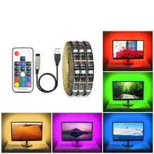 5 v светодиодный полосы USB power 5 Вольт RGB ТВ подсветка 5050 м, 1 м, 2 м, 3 м, 4 м, 5 м светодиодные лампы, светодиодное освещение, ленты для ТВ фон Настенный декор светодиодный Диодная лента