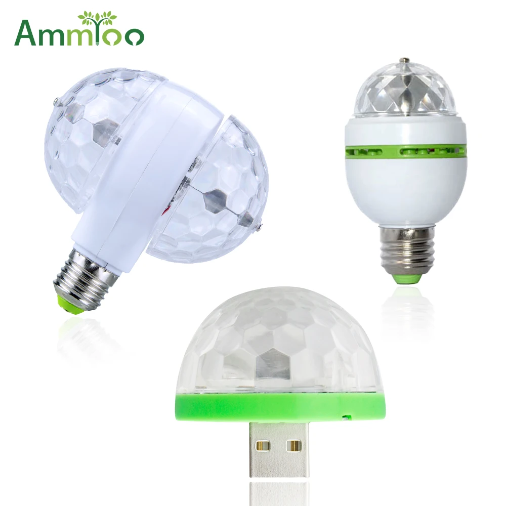 

E27 RGB Led Light 3W 6W USB Auto Projector Mini Magic Crystal Ball Lamp E27 Christmas Party Lantern Projector Disco Effect Lamp