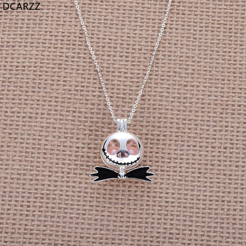 

Nightmare Before Christmas Jack Necklace Pink Pearl Beads Pearl Cage Pendant Kids Christmas Gift Cosplay Jewelry Wholesale