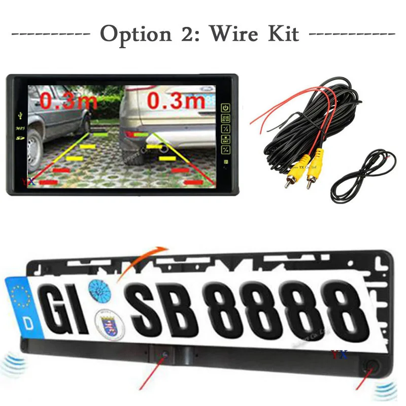 Беспроводной автомобильный датчик парковки 9 дюймов Автомобильный монитор Bluetooth Mp5 FM номерной знак рамка заднего вида камера парктроник реверсивная парковка - Название цвета: Wire Kit