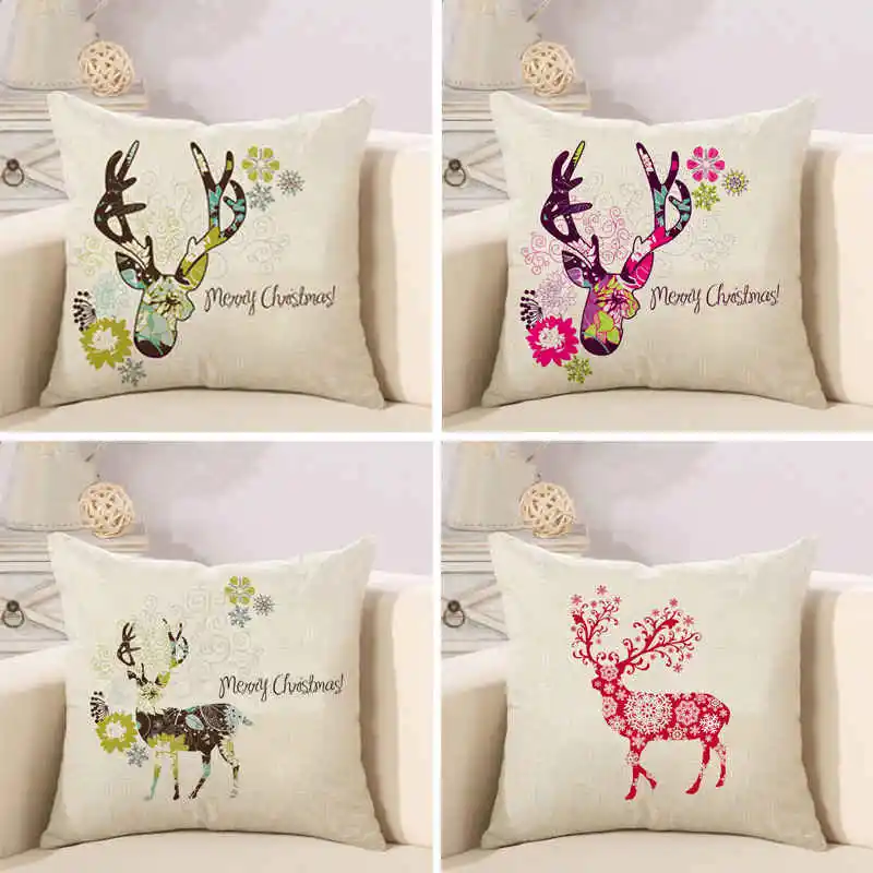 throw pillowcase merry christmas deer cushion cover