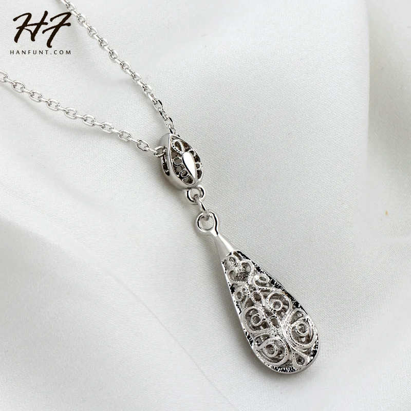 Женское ожерелье с подвеской капелькой цвет розового и белого золота|crystal drop|necklace