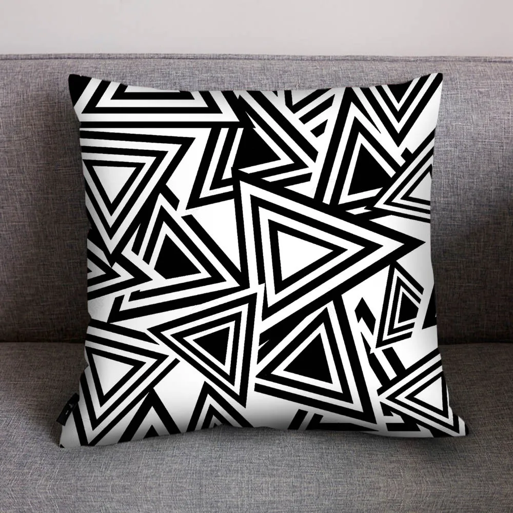 45x45 см Геометрическая наволочка с принтом черно-белая полиэфирная Наволочка декоративная наволочка на диван, домашний декор