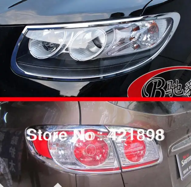 

For Hyundai Santa Fe 2010 2011 2012 ABS chrome Head Light And Tail light lamp cover trim 6 pcs
