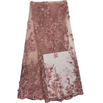 

2018 New African Lace Fabric High Quality 3D Flower French Net Wedding Nigeria Embroidered Party Dress H867-1