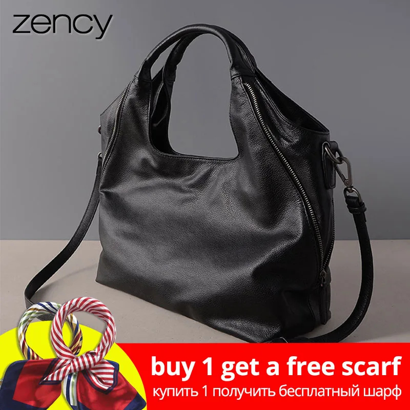 Zency 100 Real Leather Fashion Women Tote Bag Mature Handbags Half Moon High Quality Female