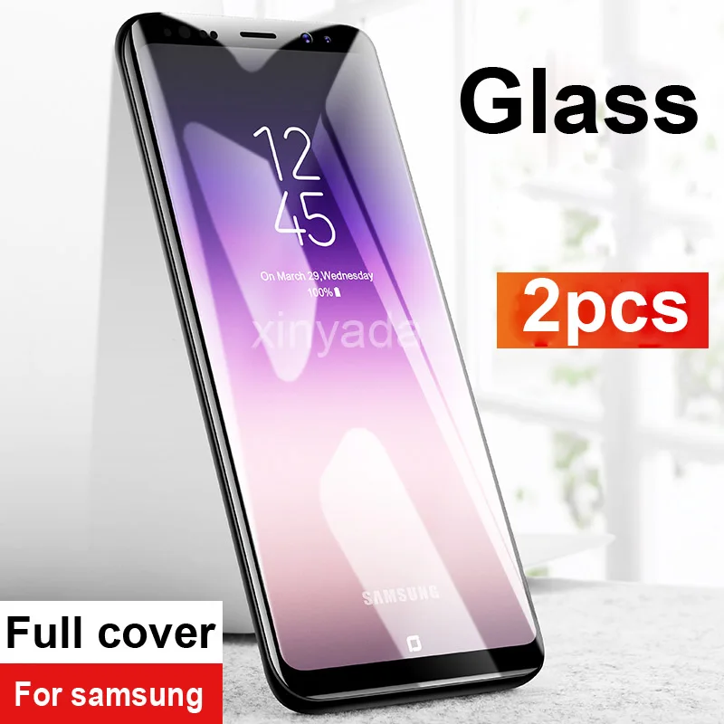 

2pcs Tempered Glass For Samsung Galaxy A7 A9 2018 A6 A8 Plus J4 J6 J8 Screen protector Guard Lcd Protection Film Full Cover