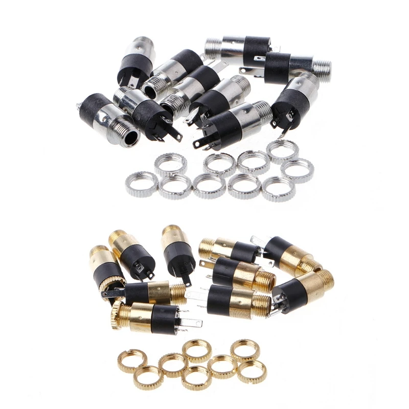

10 Pcs 3 Pin 1/8" 3.5mm Stereo Audio Headphone Socket with Nut Panel Mount PJ-392 M11