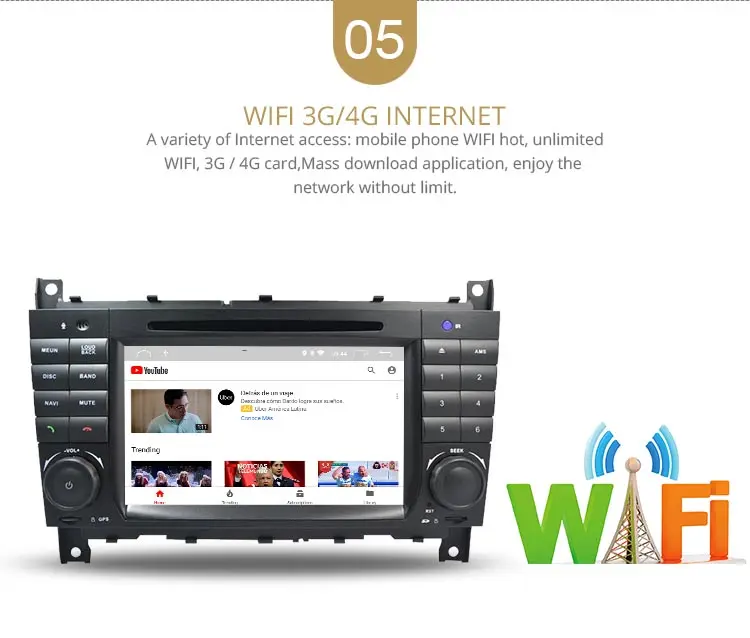 Excellent LJHANG Android 9.0 Car DVD Player Stereo For Mercedes Benz W203/CLK200/CLK22/C180/C200 GPS Navi WIFI 2 Din Car Radio headunit BT 7