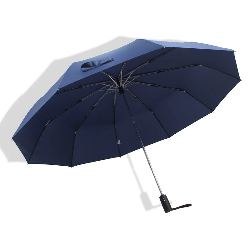 125 см большой зонт от дождя для женщин 10 к автоматический 3 Складной Ветрозащитный зонтик открытый автомобиль компактный путешествия бизнес Мужские зонты - Цвет: Blue