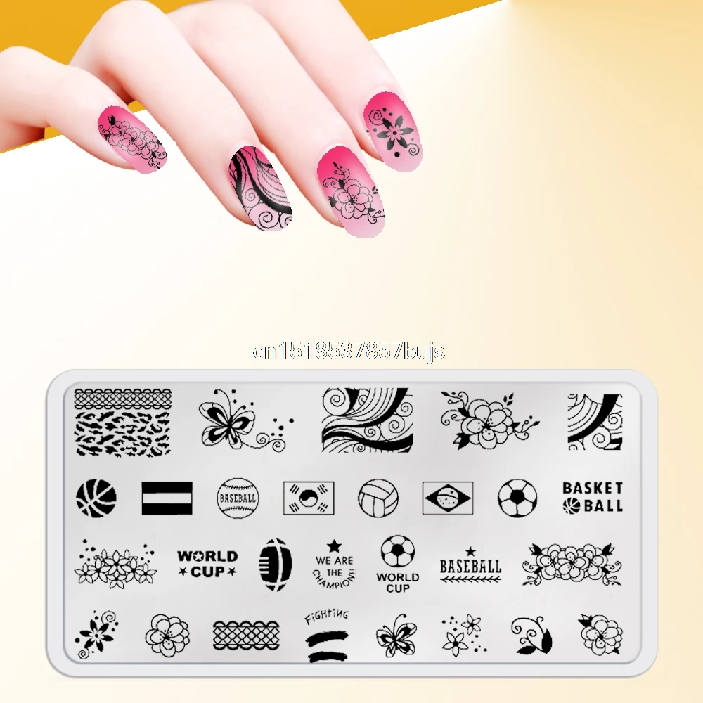 

New 6*12cm Nail Art Geometric Stamp Image Plates Polish Printing Stamp Template Manicure Stencils Nail Stamping plates