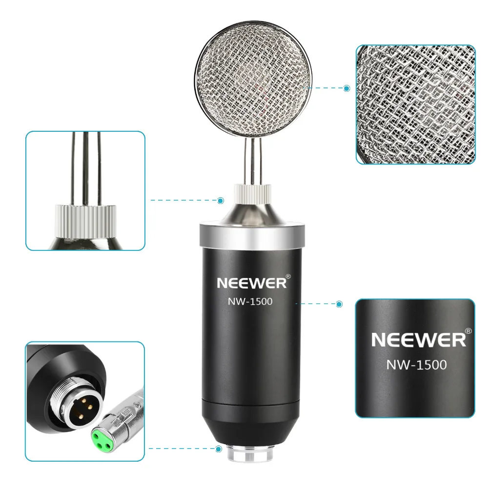 Neewer NW 1500 профессиональный Студийный конденсаторный микрофон комплект с USB