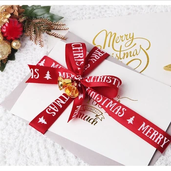 

5meters 1.8cm Width Red Merry Christmas Ribbon Gift Webbing for Christmas Party