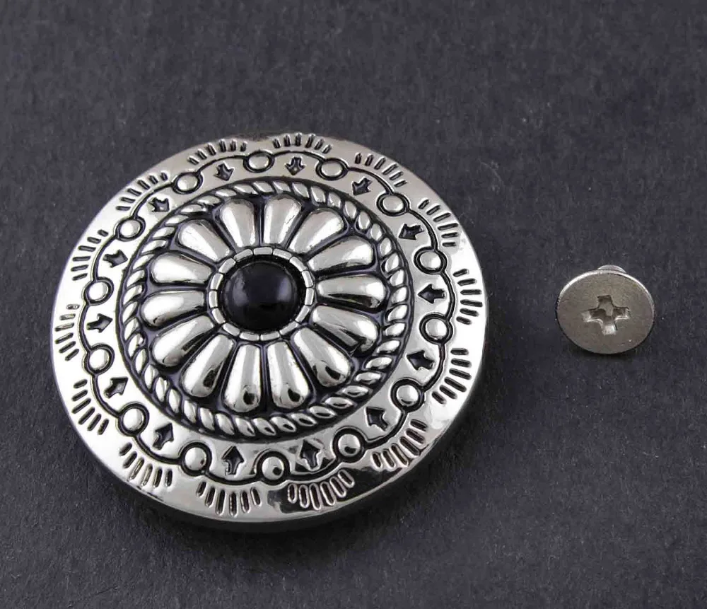 

Screw Eye - Steel BLACK ONYX LEATHER WALLET BAG METAL CONCHO BUTTON WITH SCREW BACK