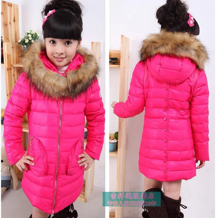 Новая зимняя одежда для маленьких девочек, детская теплая Длинная Верхняя одежда с мехом, детский спортивный пуховик с капюшоном, пальто для девочек