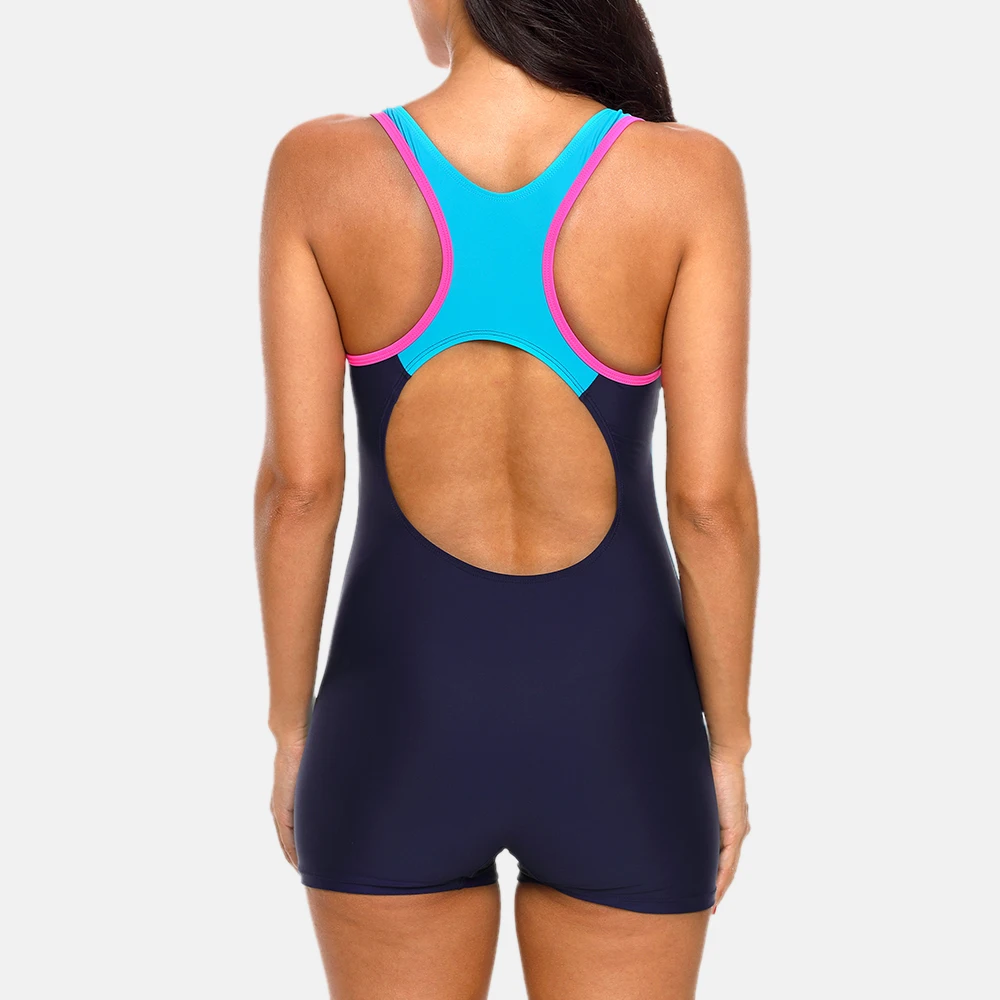 Online Attraco Ein Stück Frauen Sport Bademode Sport Badeanzug Colorblock Bademode Open Back Strand Tragen Sport Badeanzüge