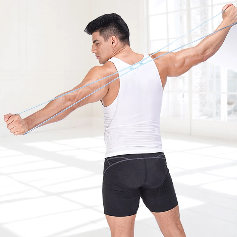 

Newest 1 Pcs Silicone Yoga Drawstring Chest Expander Silicone Fitness Elastic Drawcord 8 slimming for weight loss