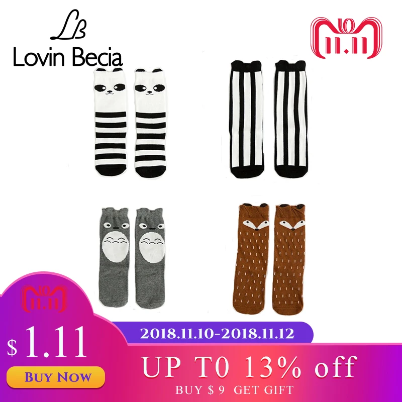 

LOVIN BECIA children's cotton warm long socks newborn anti slip cute for boy girls baby kid knee high infant funny sock