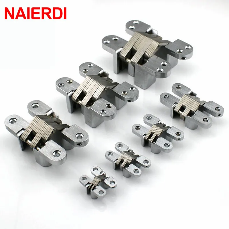 

NAIERDI-4012 16x70MM Invisible Concealed Cross Door Hinge 304 Stainless Steel Hidden Hinges Bearing 40KG With Screw Folding Door