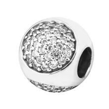 Аутентичные стерлингового серебра 925 прозрачный CZ ослепительный капельница Шарм бусины для изготовления ювелирных изделий Подходит браслет или ожерелье с Шармами