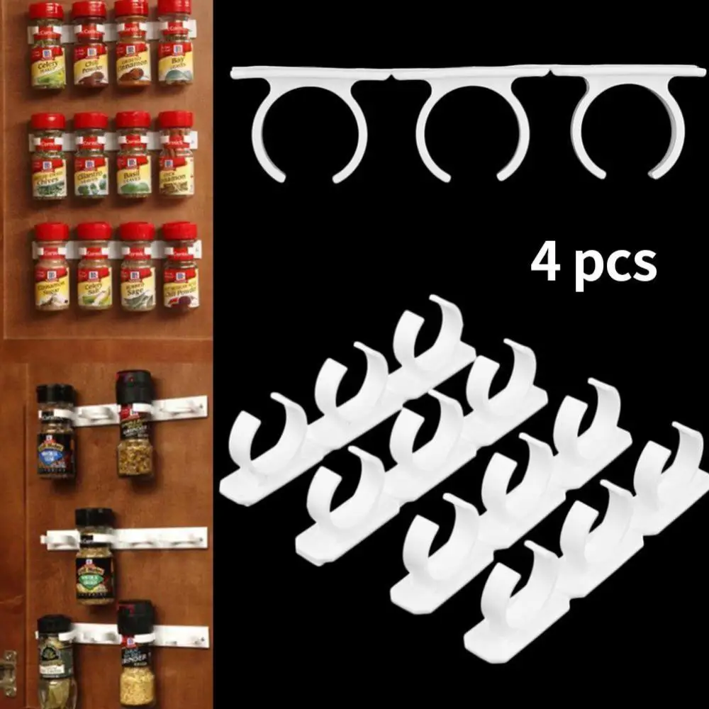 

Clip Hooks Set Storage Holder Gripper 4 Layers Spice Rack Organizer Wall Cabinet Door Hanging Spice Jars Kitchen Accessories