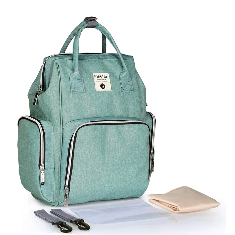 Новая модная многофункциональная сумка для мам, рюкзак для мам, сумка для подгузников, дизайнерские сумки для ухода за ребенком - Цвет: light green