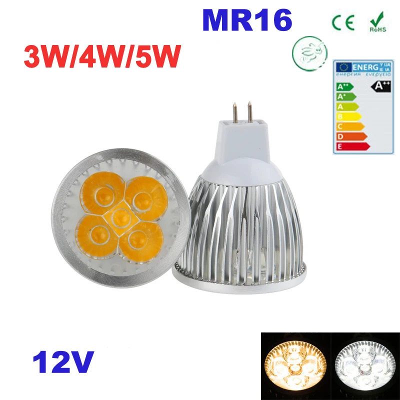 

High power 3W 4W 5W MR16 LED Bulbs Light 12V Dimmable Led Spotlights warm/ cold white Natural White lamps for home fixture