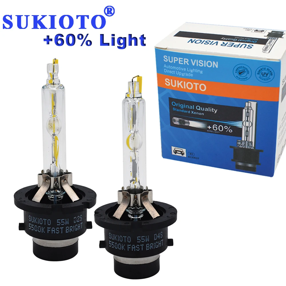 Супер яркие ксеноновые лампы SUKIOTO 55 Вт D2S D4S HID 5500K белые Сменные для балласта D2 D4s