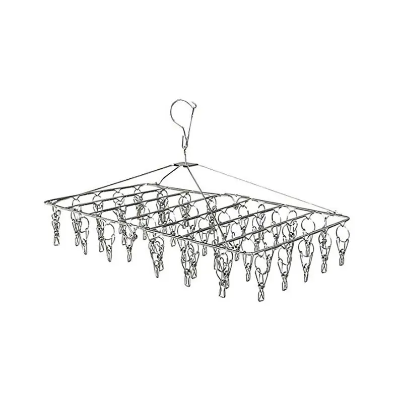 

Stainless Steel Folding Clip Drip Laundry Hanger with Set of 52 Clothespins for Drying Clothing Towels Diaper Underwear Socks