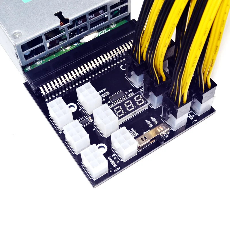 PCI-E 12 В 64Pin к 12x 6Pin Питание адаптером сервера Breakout совета черный Splitboard для hp ДПС PSU GPU Эфириума горно Miner