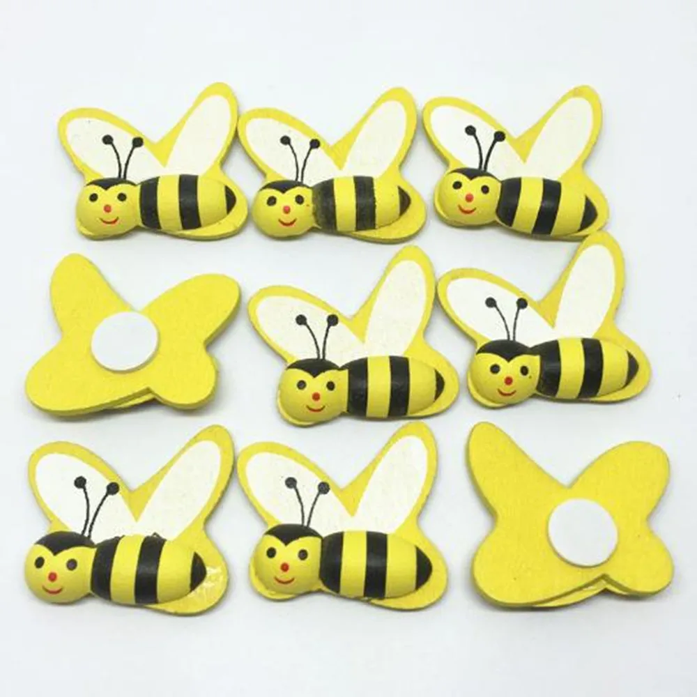 50pcs 3D Yellow Large Wood Bumble Bees Stickers Self Adhesive DIY