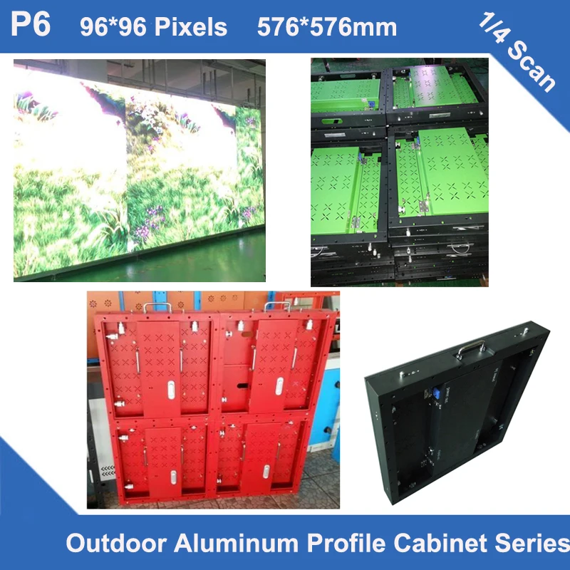 

TEEHO LED Display P6 Outdoor Aluminum Profile Cabinet 576mm*576mm ultra Thin 1/4scan led display screen videowall led sign board