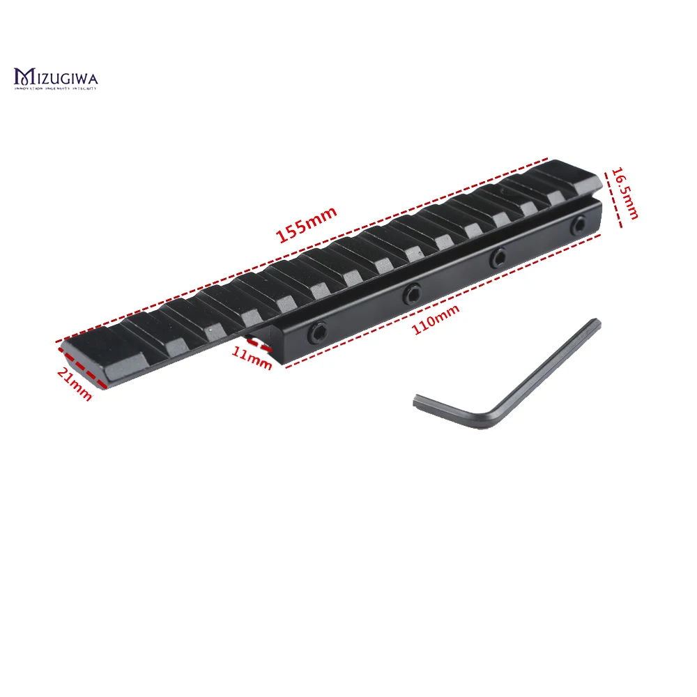 Удлинительное Крепление 11 мм до 20 мм/21 мм Dovetail Rail Weaver Picatinny Rail Adapter расширяемый охотничий прицел лазерная основа 155 мм caza