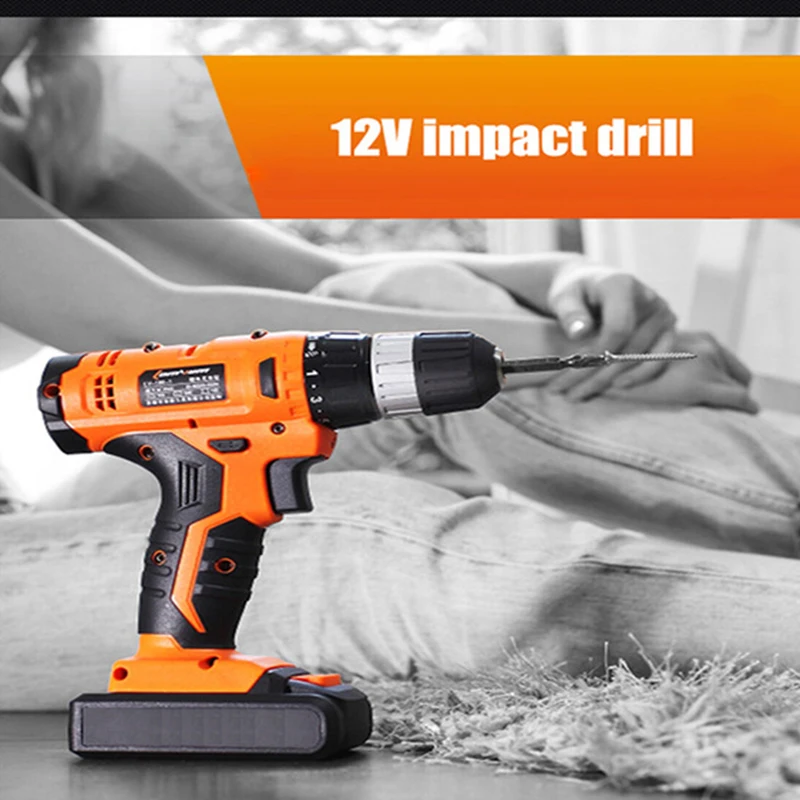 

12V New upgrade Electric Impact drill Cordless screwdriver battery Power tools Rechargeable lithium battery*2 Screw gun