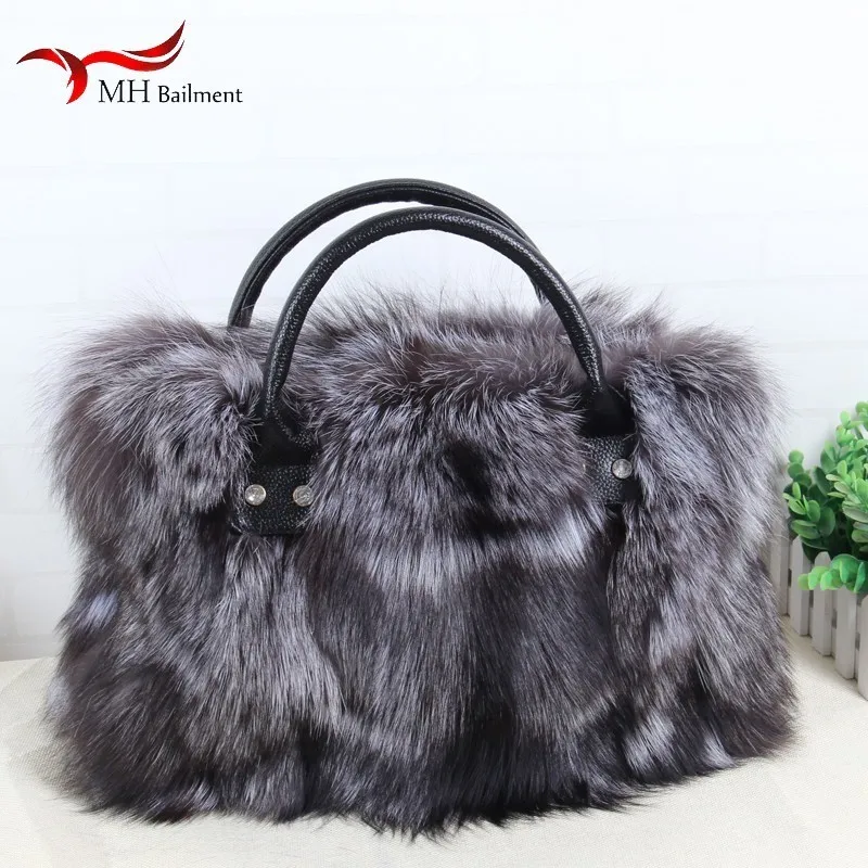 Nieuwe mode lederen gras tas 100% hoge kwaliteit vos bont enkele stuk zak pull rand zak furry vrouwen tas winkelen essentiële tas B2 Nieuwe mode lederen gras tas 100% hoge kwaliteit vos bont enkele stuk zak pull rand zak furry vrouwen tas winkelen essentiële tas B2
