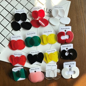 

New Fashion Acrylic Geometry Stud Earrings Simple Transparent Plastic Round Pendant Earring Brincos Fashion Women Ear Jewelry