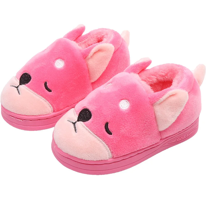 

New Children's Shoes Cartoon Home Boys and Girls Warm Slippers Cute Dog Pack Coral Cotton Shoes Winter Minnie Mickey Christmas