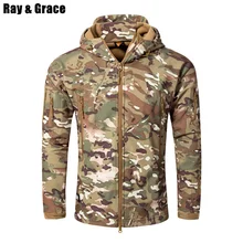RAY GRACE, Мужская Флисовая Куртка, тактическая, водонепроницаемая, мужская, камуфляжная, для охоты, на открытом воздухе, зимняя, флисовая, термо, походная куртка