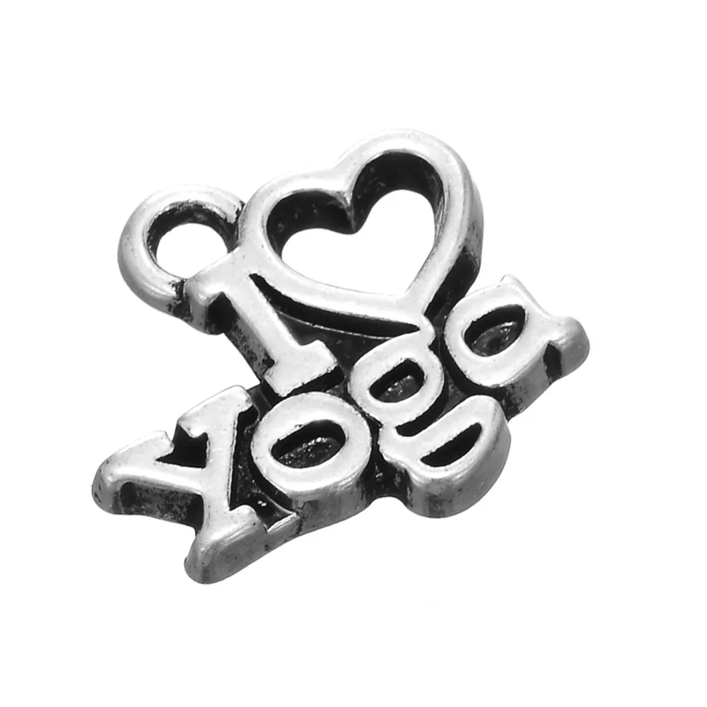 

I LOVE Yoga antique silver plated charm jewelry