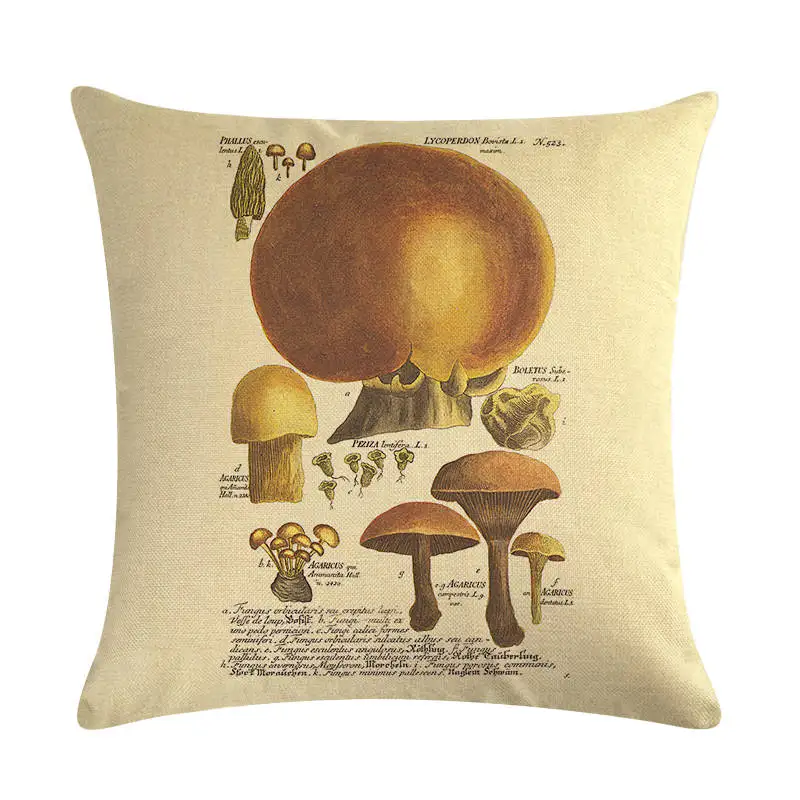 Retro mushroom cushion cover sofa bed throw pillow case decorative botanical almofada 45cm flower cojines ZY203