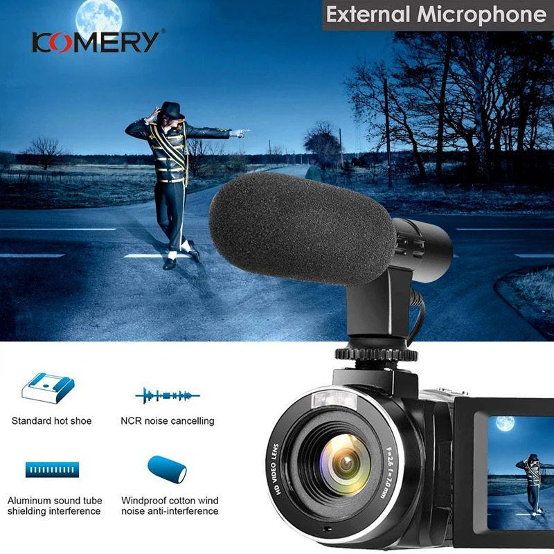 KOMERY 4K видеокамера 3,0 дюймов сенсорный экран 4K Горячий башмак wifi видеокамера 24 млн пикселей 16X цифровой зум с микрофоном
