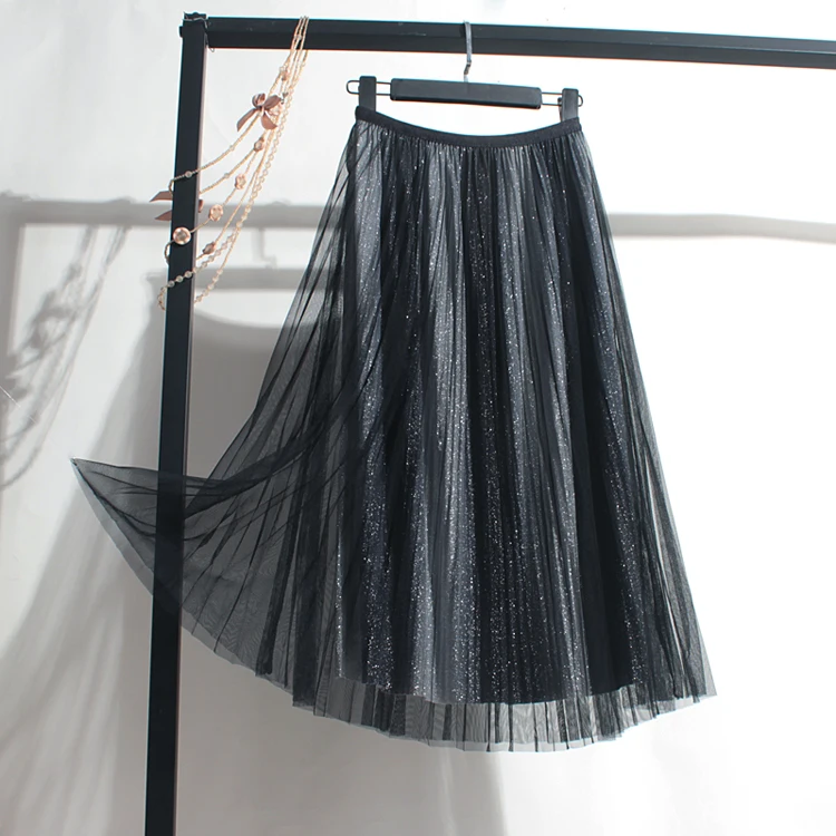 Градиентная Звездная юбка плиссированная длинная юбка женская элегантная Высокая талия А-силуэт юбка миди от OL металлик Многоцветный