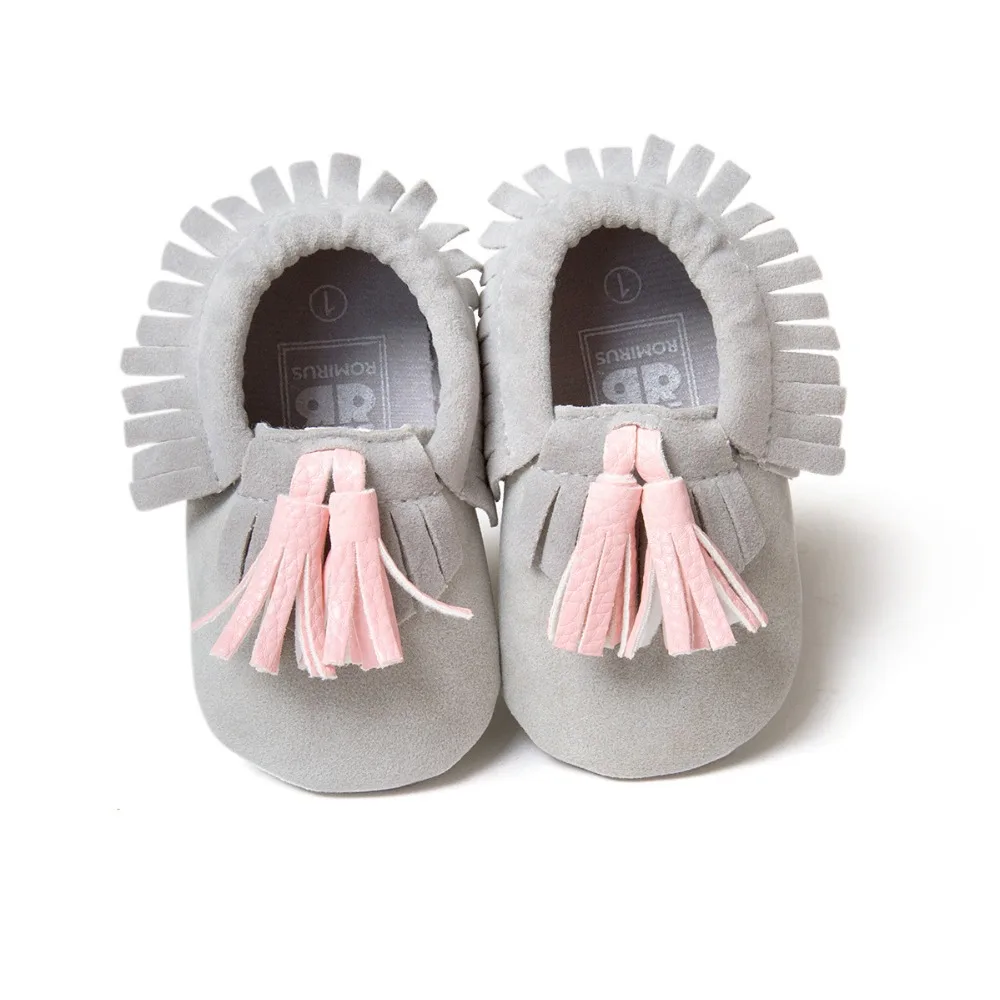 Romirus Casual Fringe Suede Leather Kids Children Crib Prewalkers